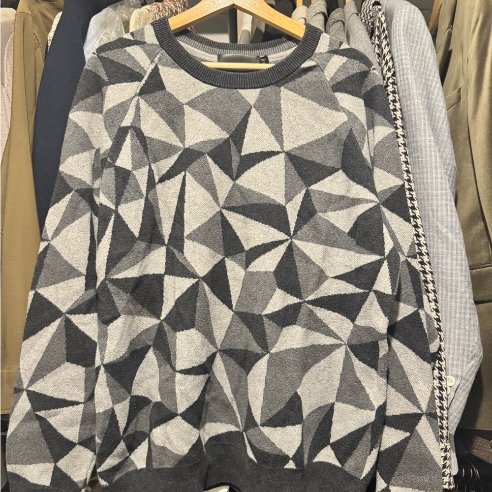 J Brand Geometric Pattern Gray Sweater